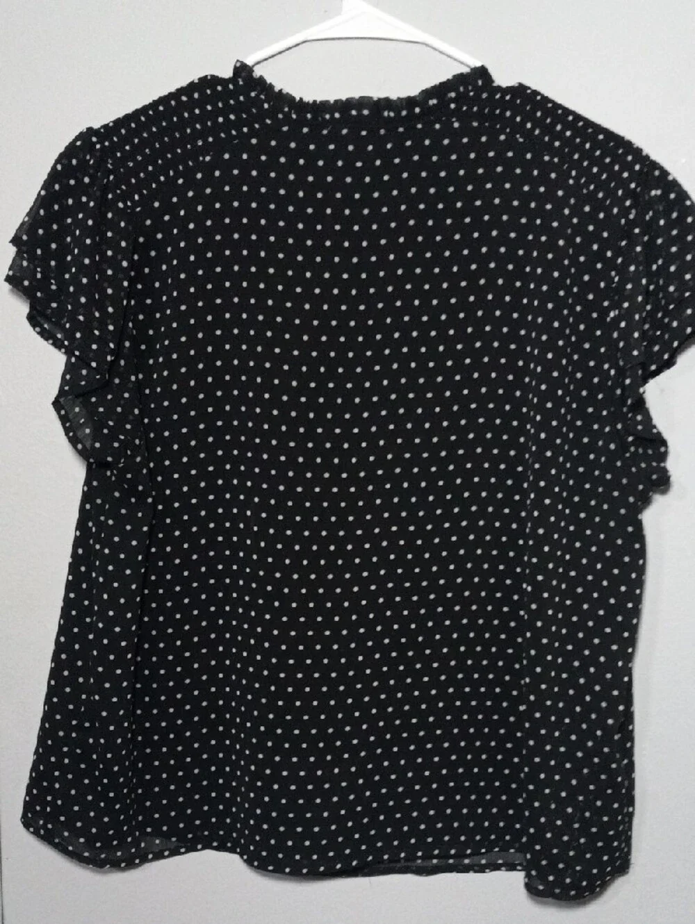 CeCe Black and White Polka Dot Tie-Neck Blouse - Picture 7 of 7